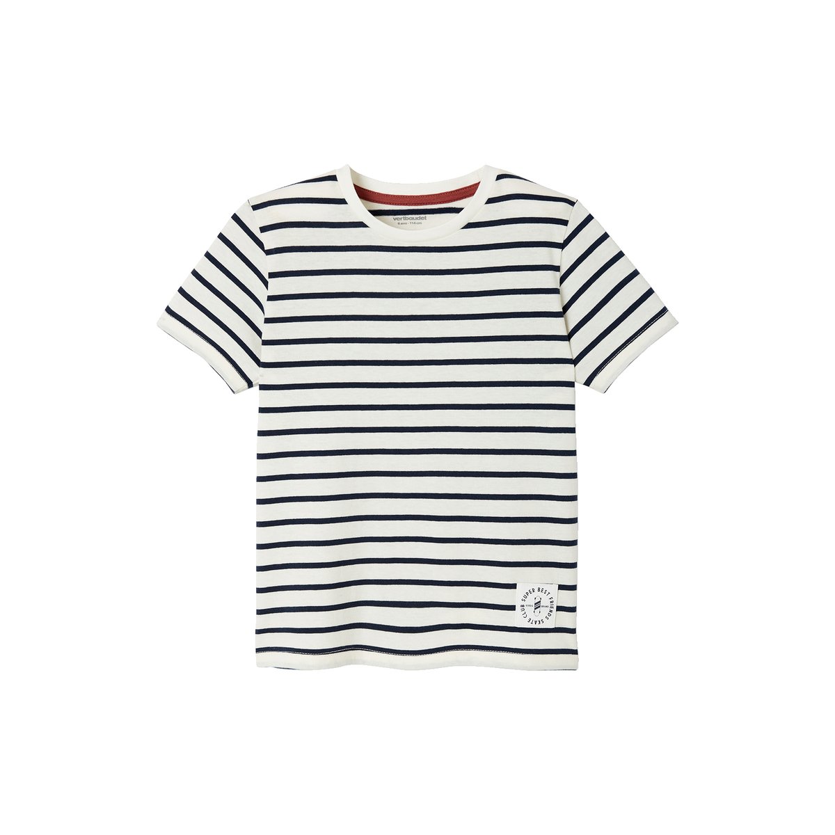 T-shirt rayé manches courtes dark bleu indigo rayé, VERTBAUDET