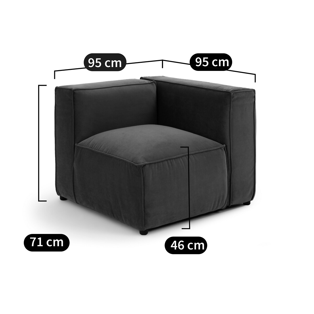 Elément angle pour canapé modulable, en velours texturé, SEVEN  ocre, LA REDOUTE INTERIEURS