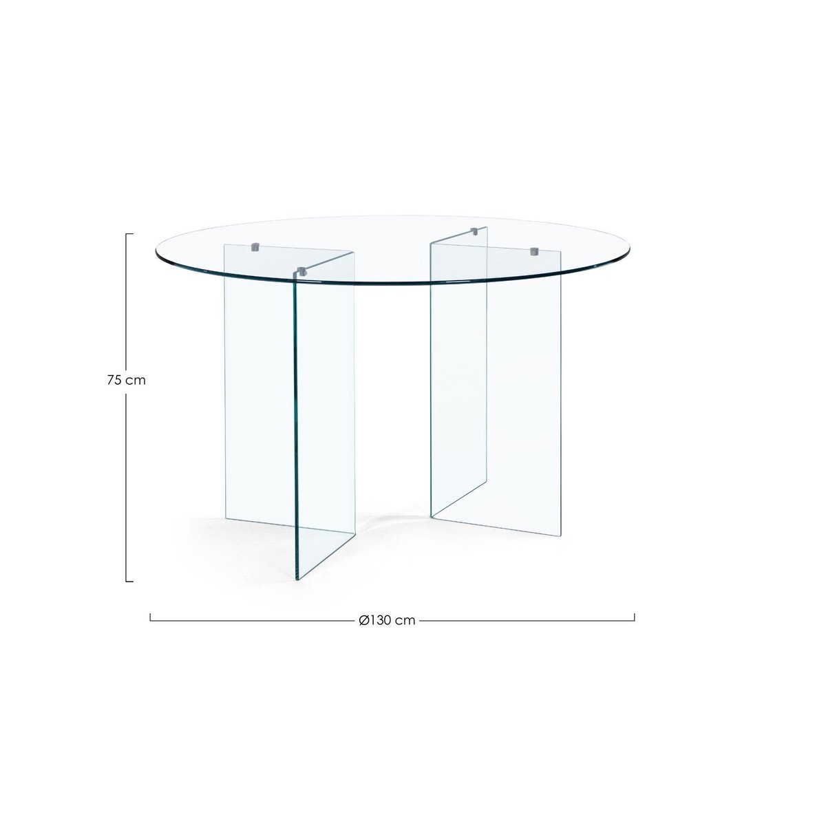 Table de salle à manger design ronde en verre transparent 6 places D130 - IDORA transparent, HELLIN, DEPUIS 1862