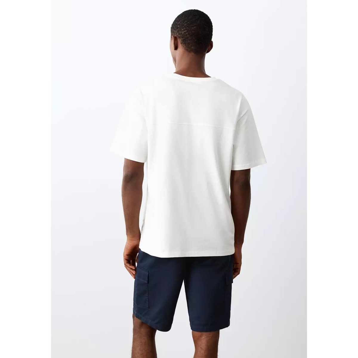 T-shirt basique en coton blanc cassé, MANGO TEEN