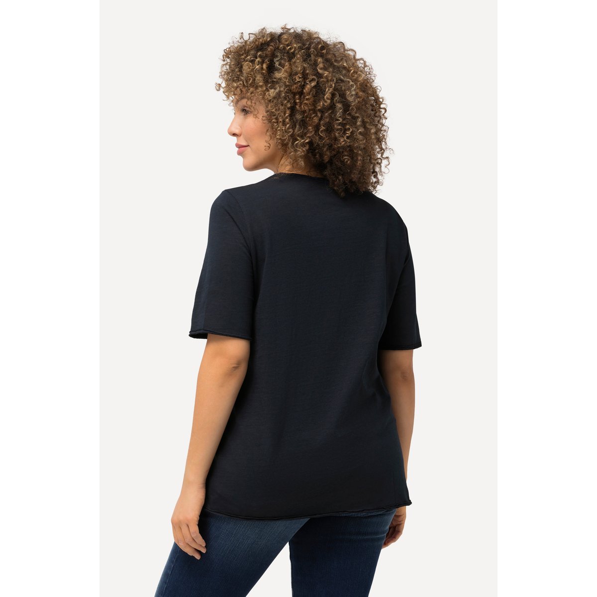 T-shirt à bord roulé marine, ULLA POPKEN