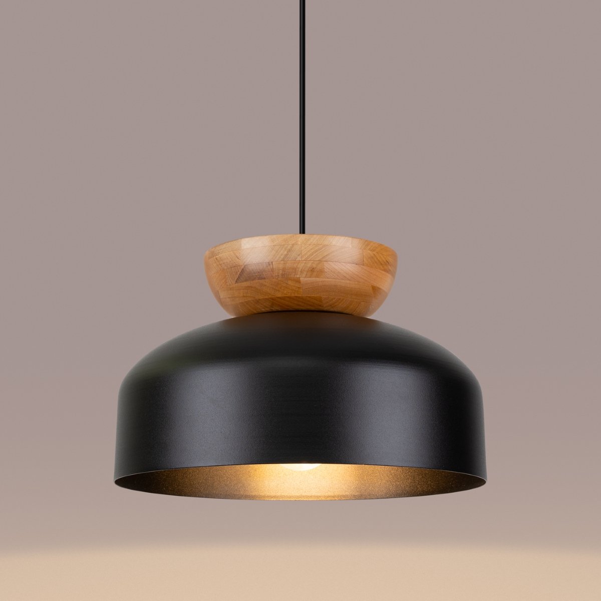 Suspension Bois Noir/Bois Naturel E27 1 Marion noir, EDEN
