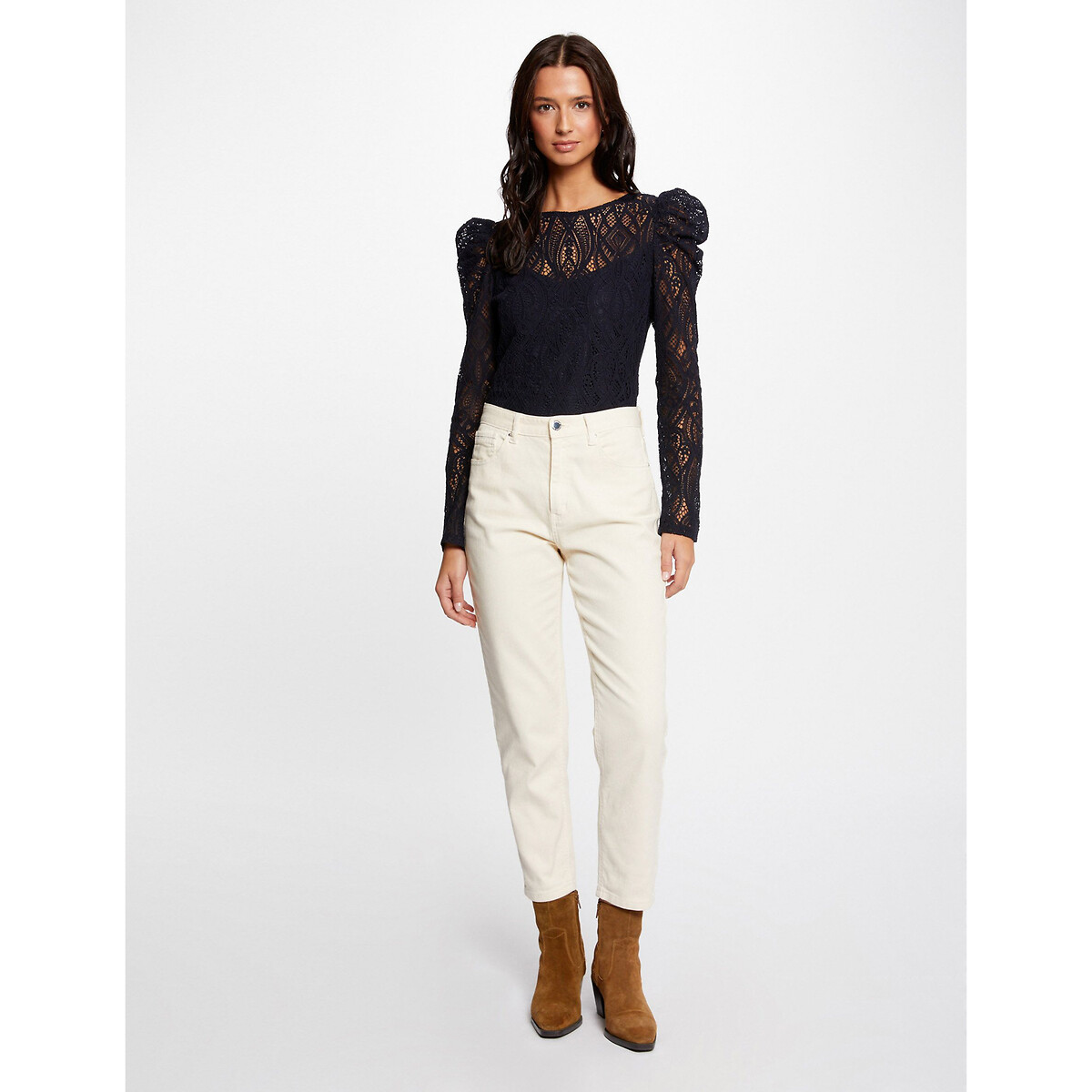 Crew Neck Blouse with Long Sleeves 90005821, MORGAN