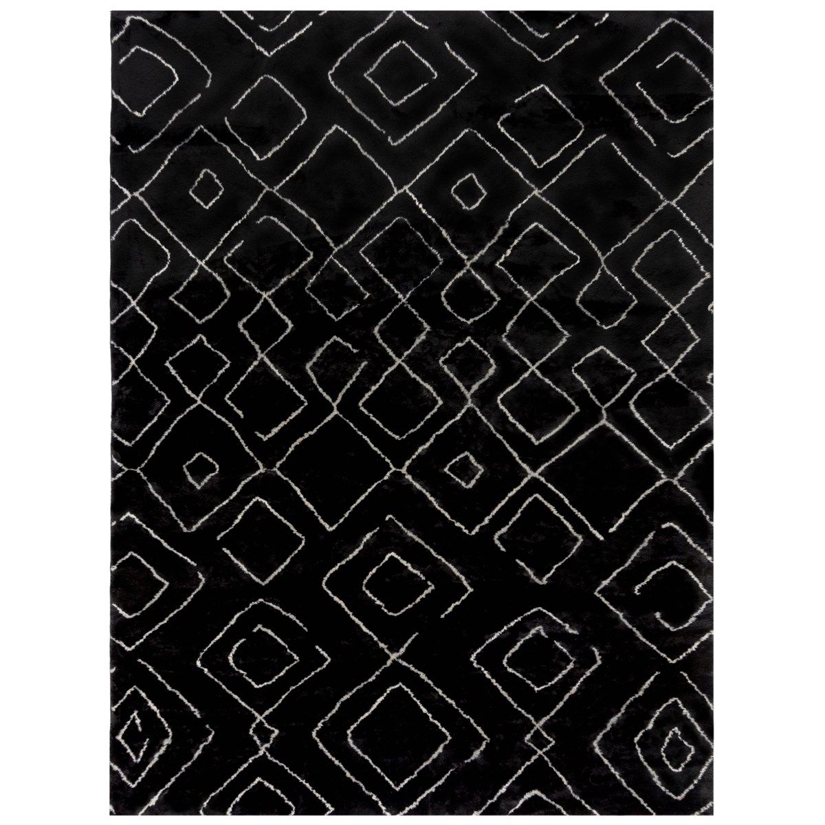 Tapis style berbère ultra-doux RAMIN noir, blanc, NOVATREND
