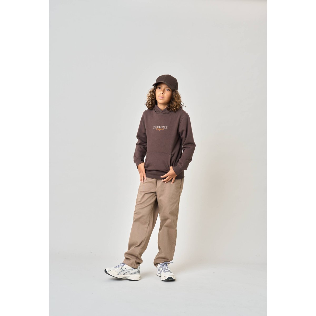 Sweat à capuche regular garçon imprimé deeluxe original RAWJORN espresso, DEELUXE