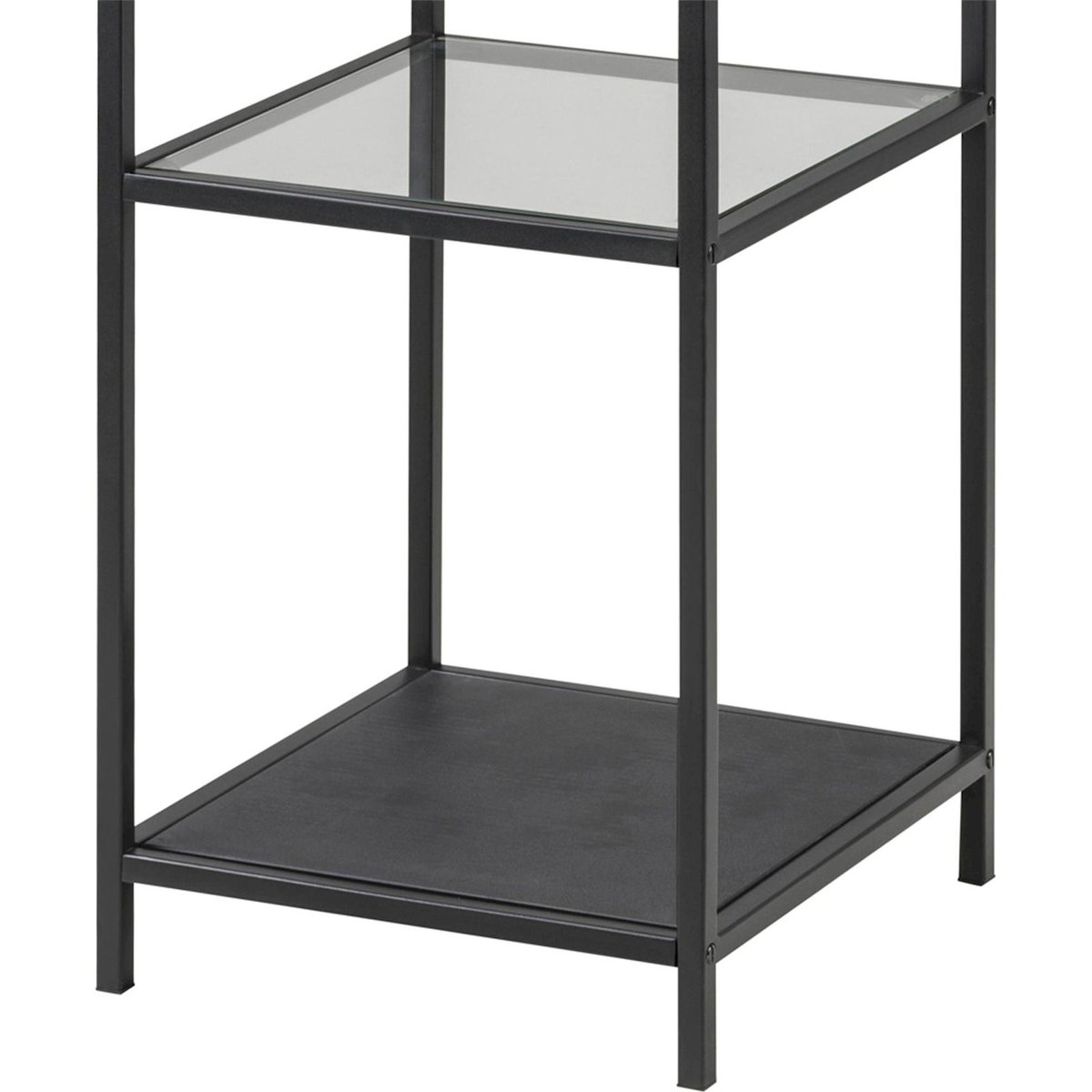 Étagère étroite en métal collection KRAPINA noir et verre transparent, RECOLLECTION