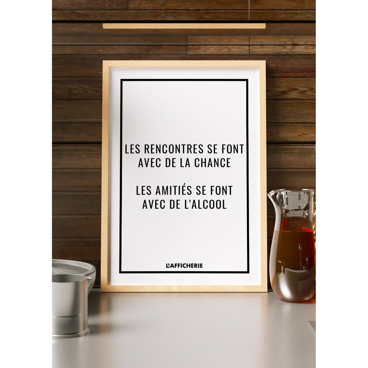 Affiche 'Les rencontres se font avec de la chance...' blanc, L'AFFICHERIE