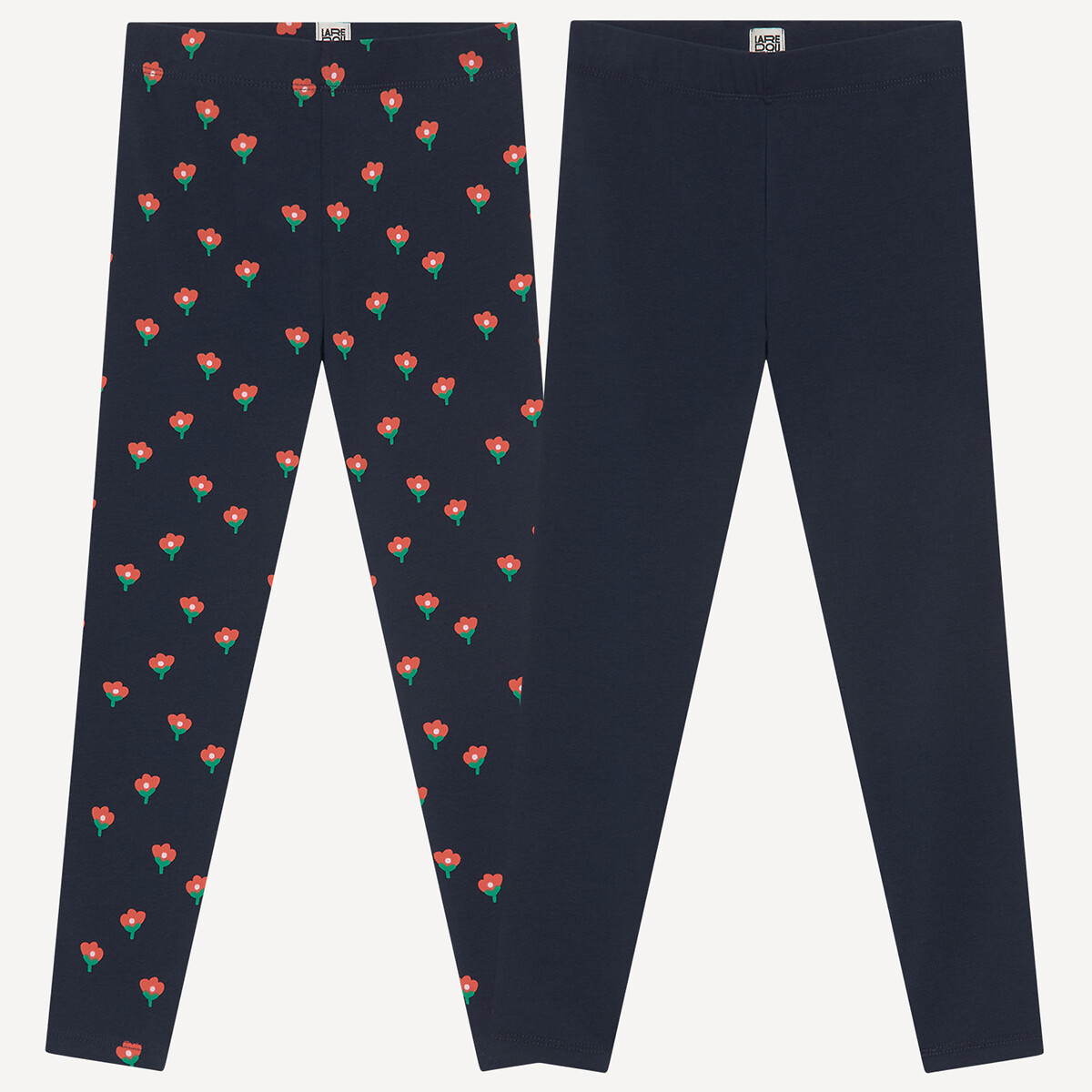 Lot de 2 leggings bleu marine + imprimé, LA REDOUTE COLLECTIONS