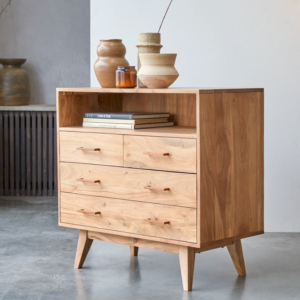 Commode en Acacia massif, OSLO naturel, TIKAMOON