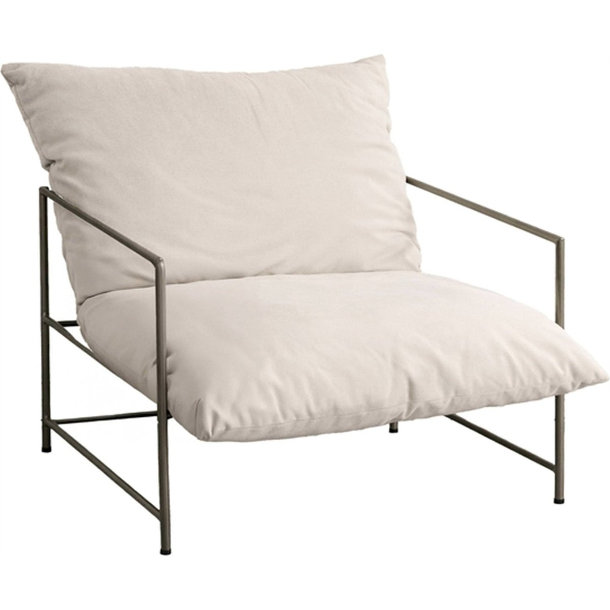 Fauteuil lounge en velours collection SEDALIA crème, RECOLLECTION
