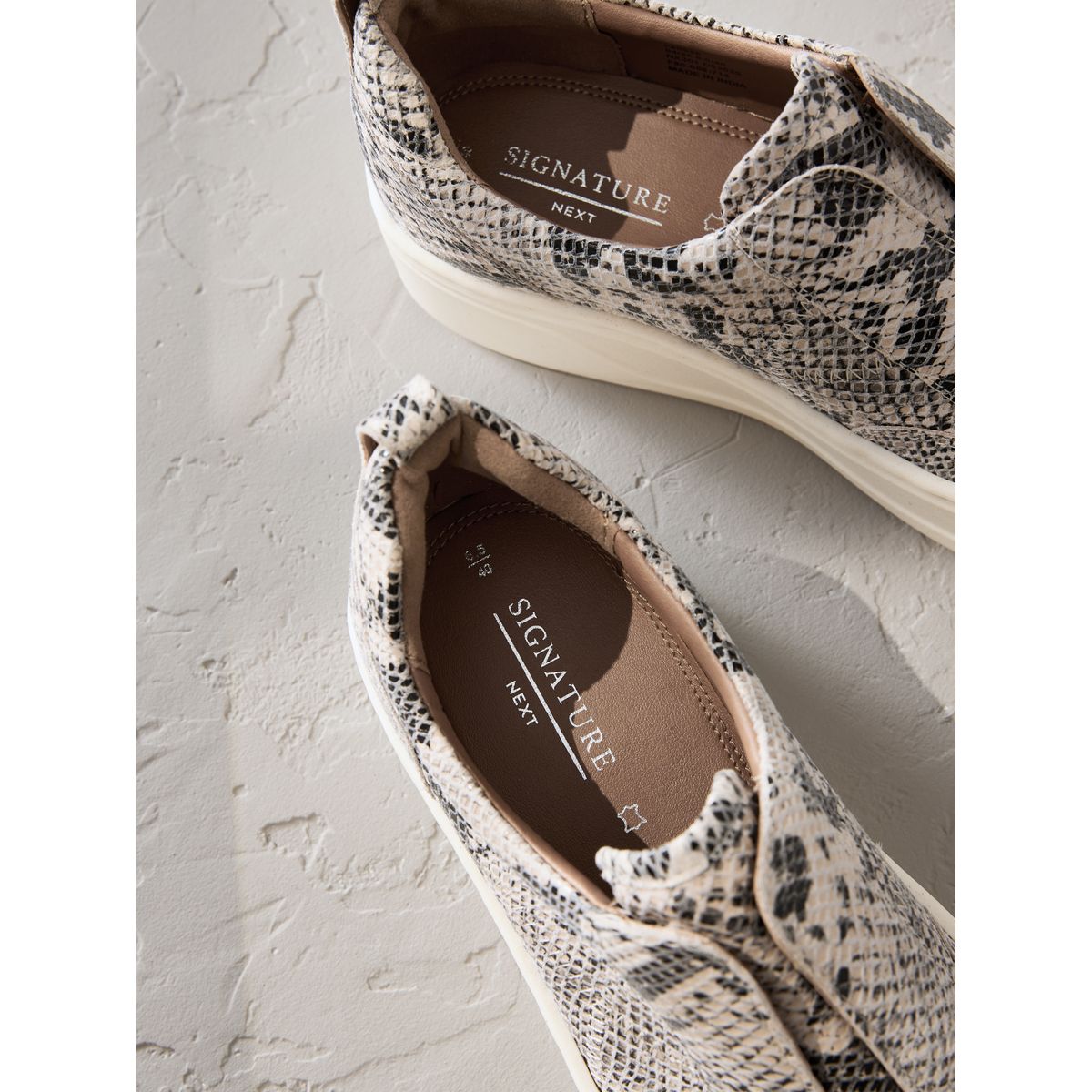 Baskets chunky en cuir Signature serpent, NEXT