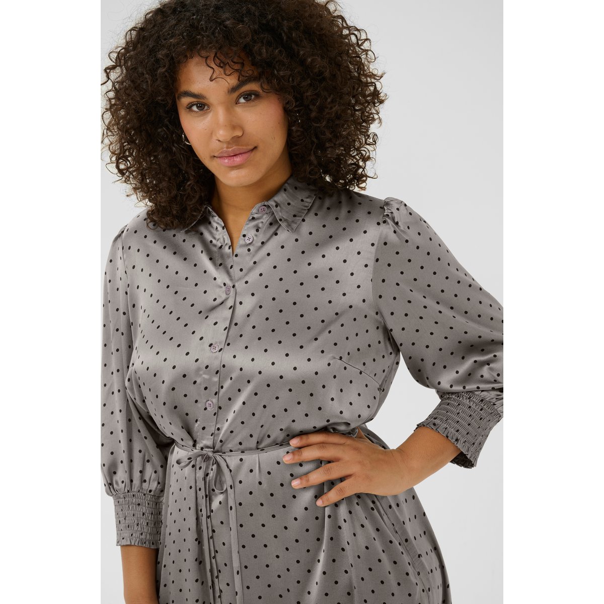 Dress gris steeple gray black dot, KAFFE CURVE