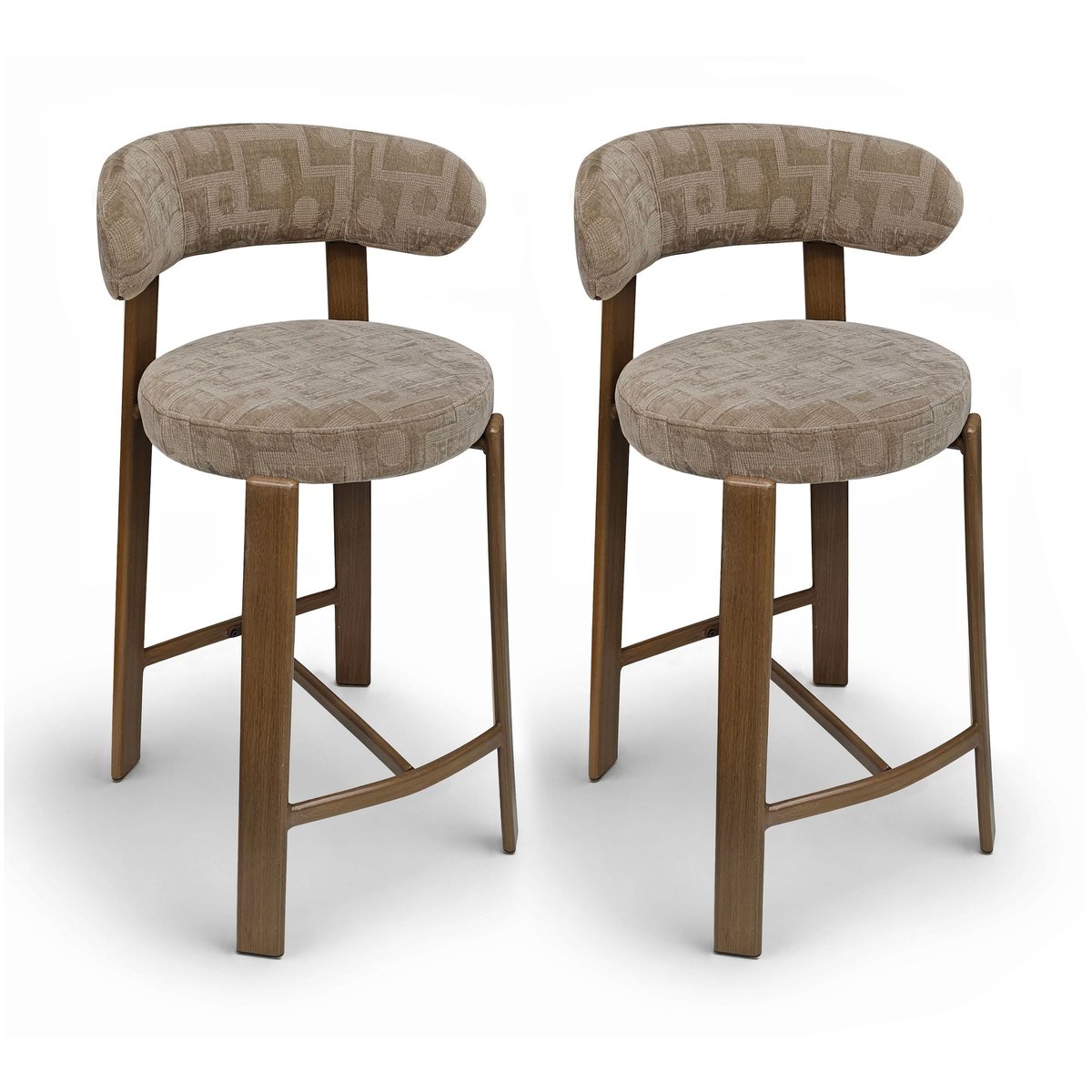 Lot de 2 chaises hautes pied bois et tissu, SUZIE taupe, NOW'S HOME