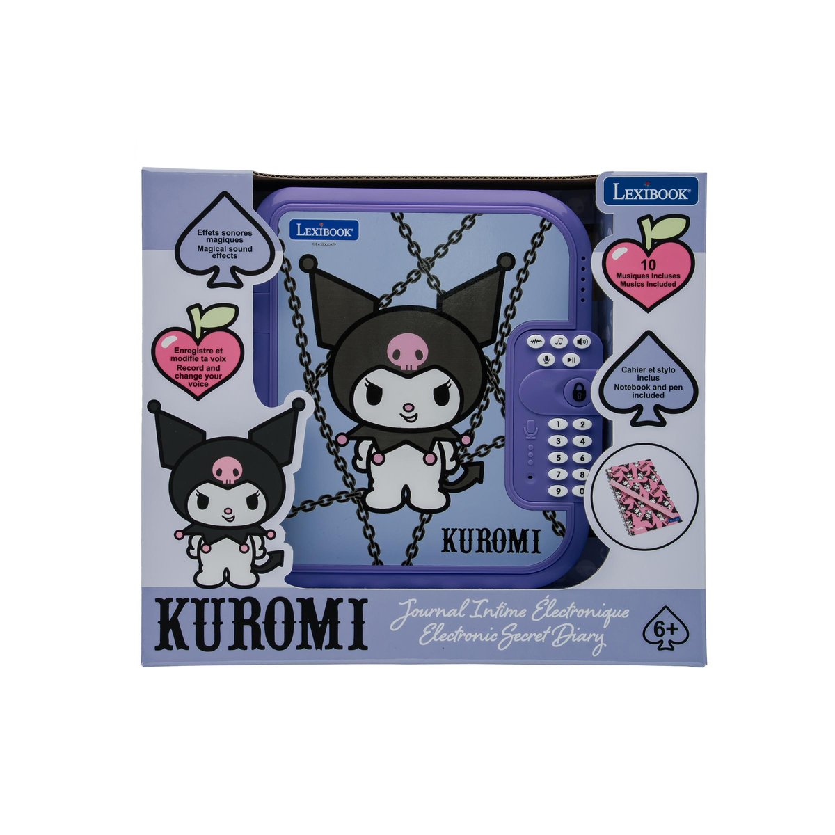 Journal intime électronique avec coffre-fort Kuromi couleur unique, LEXIBOOK