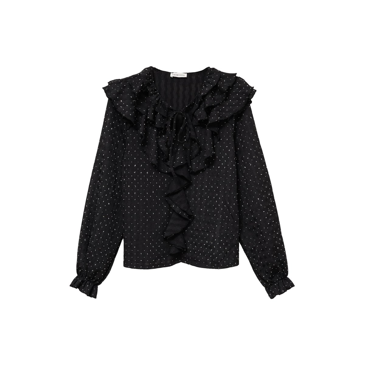 Blouse à volants noir, CACHE CACHE