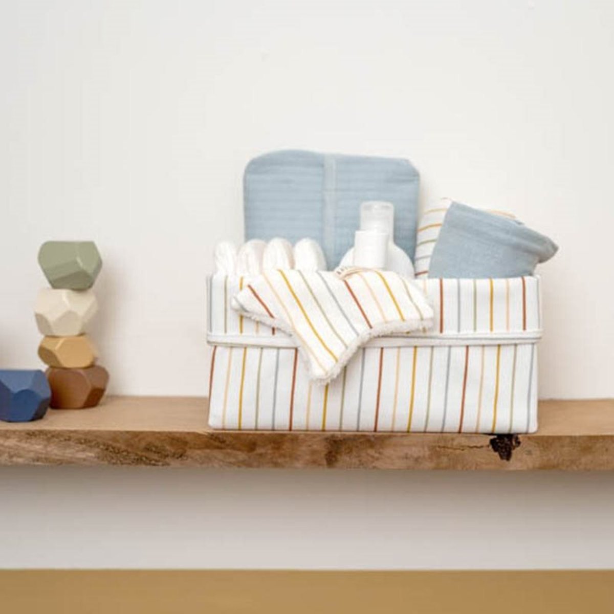 Panier de commode rond Vintage Sunny Stripes couleur unique, LITTLE DUTCH