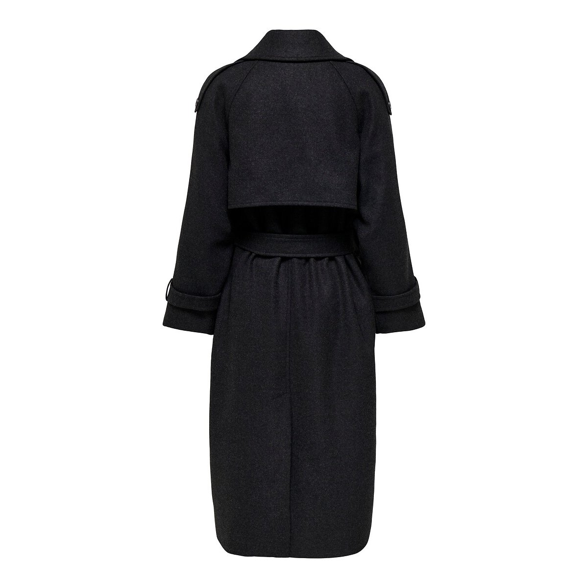 Long Belted Coat dark grey, ONLY