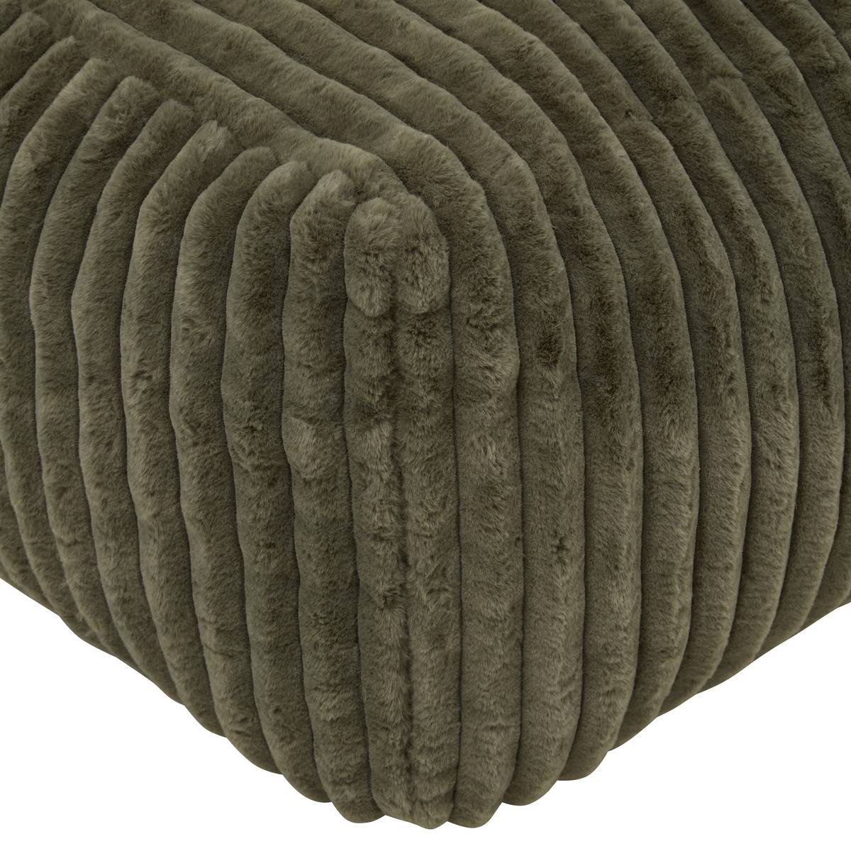 Pouf rectangulaire en velours côtelé MUZI vert kaki, ATMOSPHERA