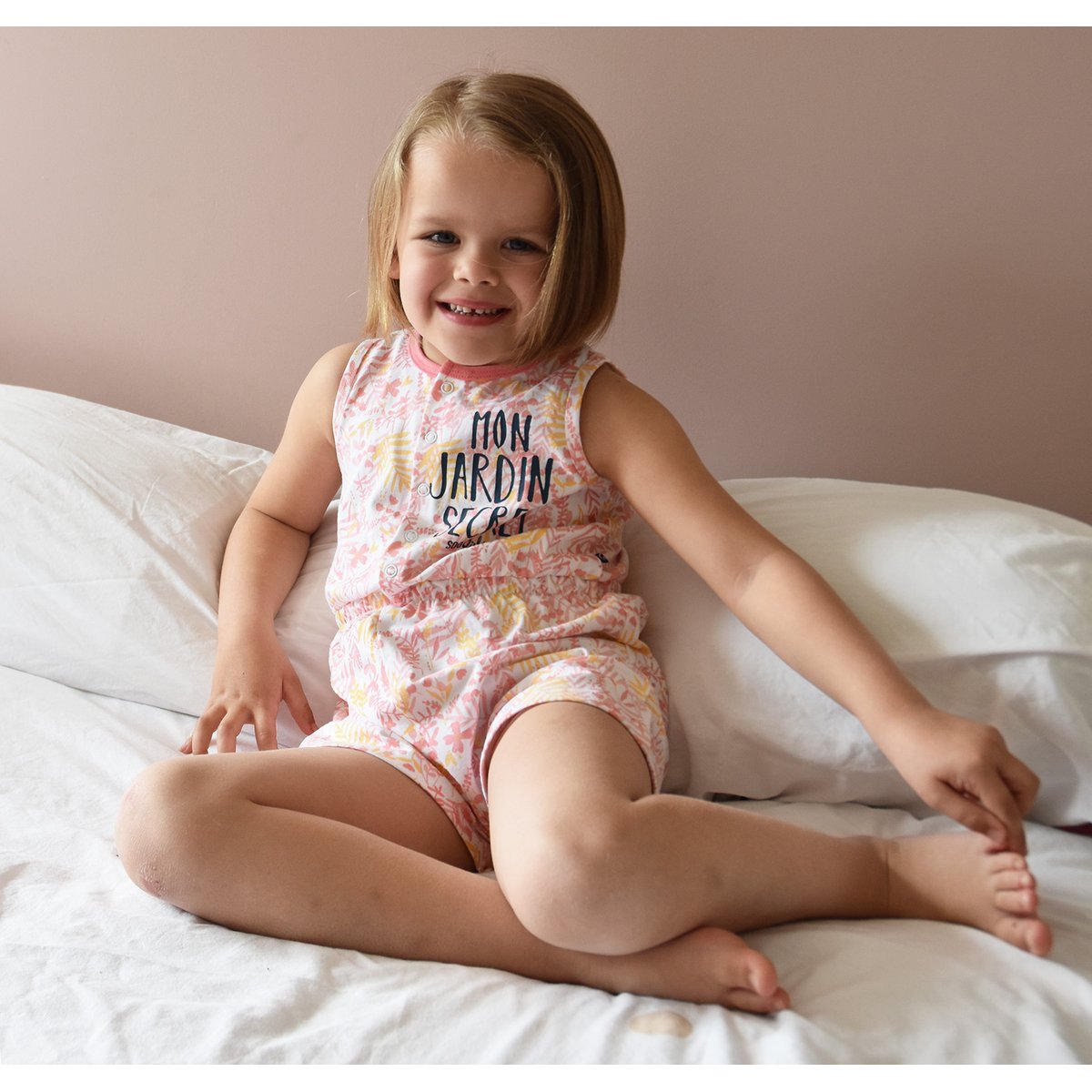 Combi pyjama hilda court enfant blanc, SUCRE D'ORGE