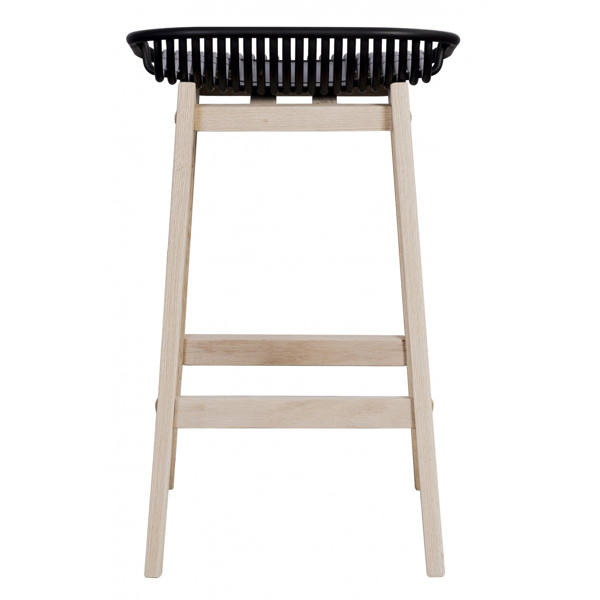 Lot de chaises d'îlot et bar en chêne et assise plastique 65cm MALMO | Lot de 6 noir, MOB IN