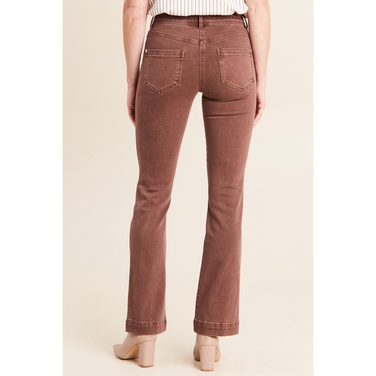 Jean bootcut taille basculée marron, BREAL