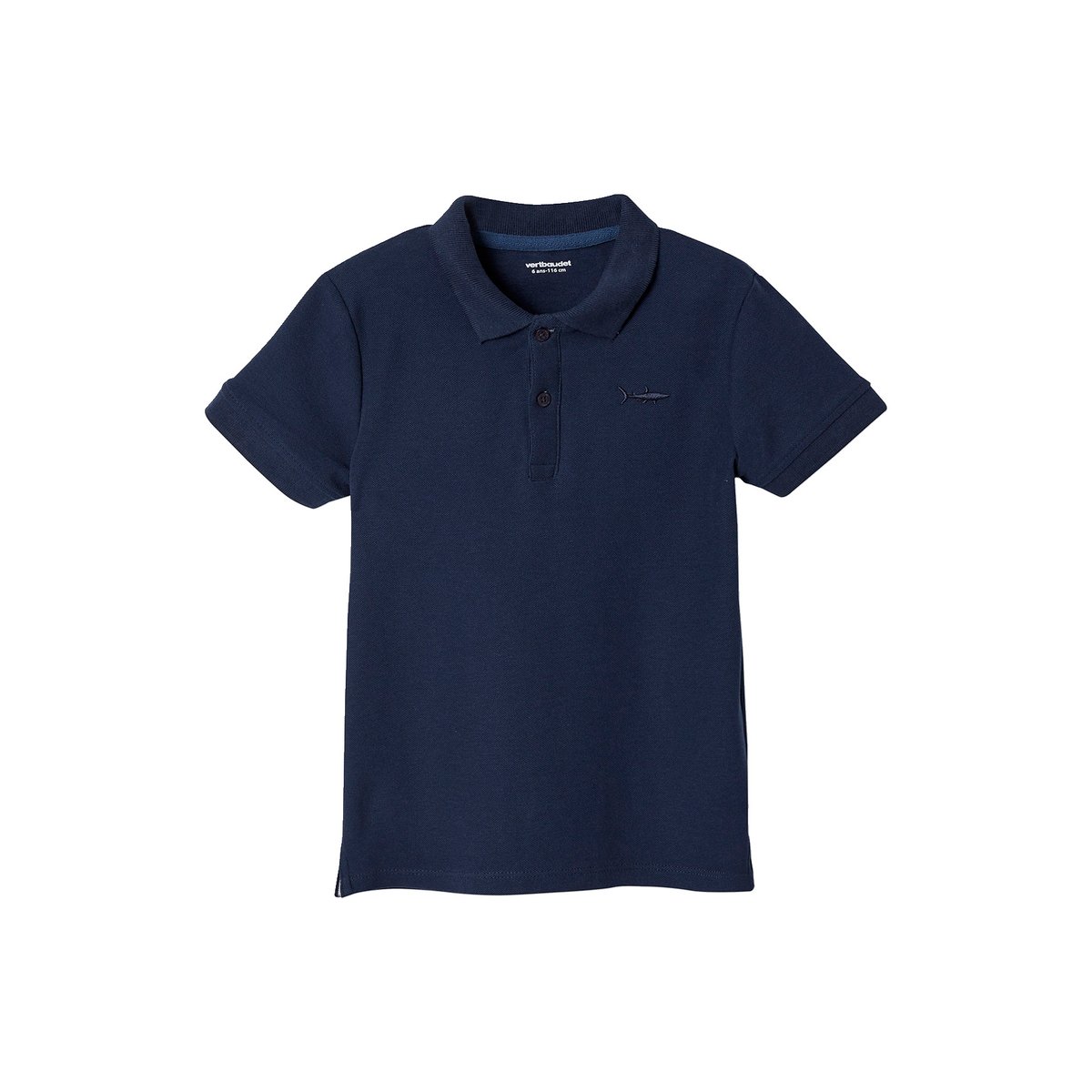 Polo manches courtes broderie poitrine marine, VERTBAUDET