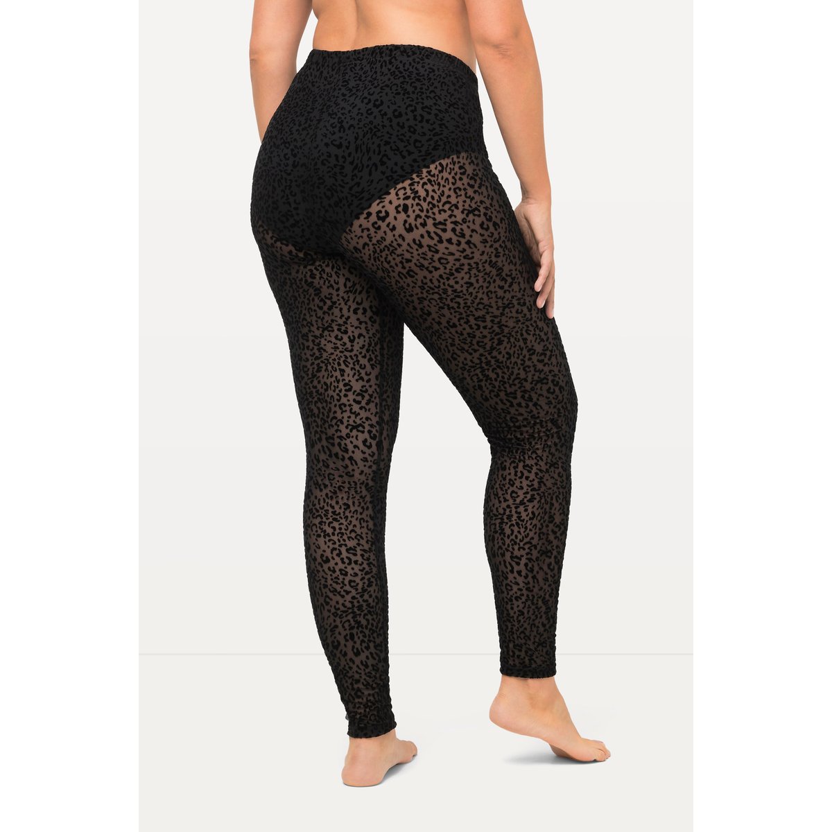 Legging en mesh à motif léopard noir, ULLA POPKEN