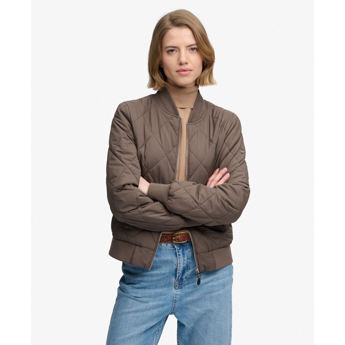 Blouson Bomber Doublé kaki foncé, SUPERDRY