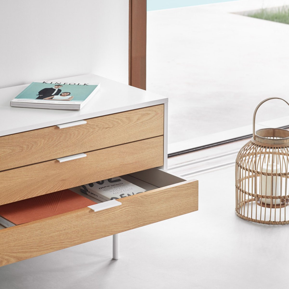 Meuble TV 2 portes, 3 tiroirs en bois L180cm- SIERRA blanc, TEULAT