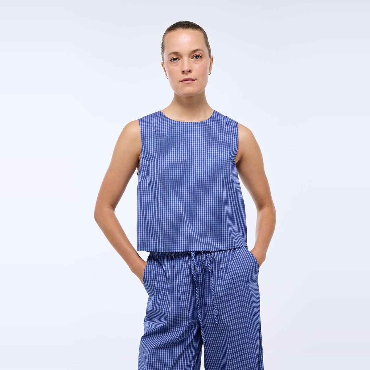 Blouse sans manches, dos nu noué, en coton BIO GOTS riviera, MONOPRIX