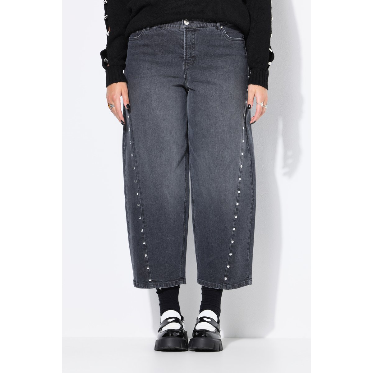 Jean barrel, coupe Wide Ballon Legs jean gris, STUDIO UNTOLD