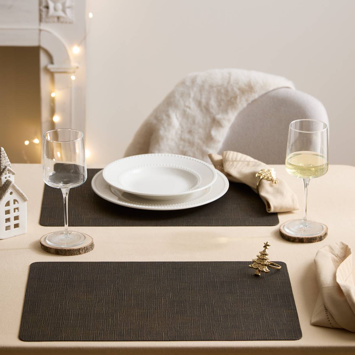 Set de table rectangulaire ESMEE noir, ATMOSPHERA