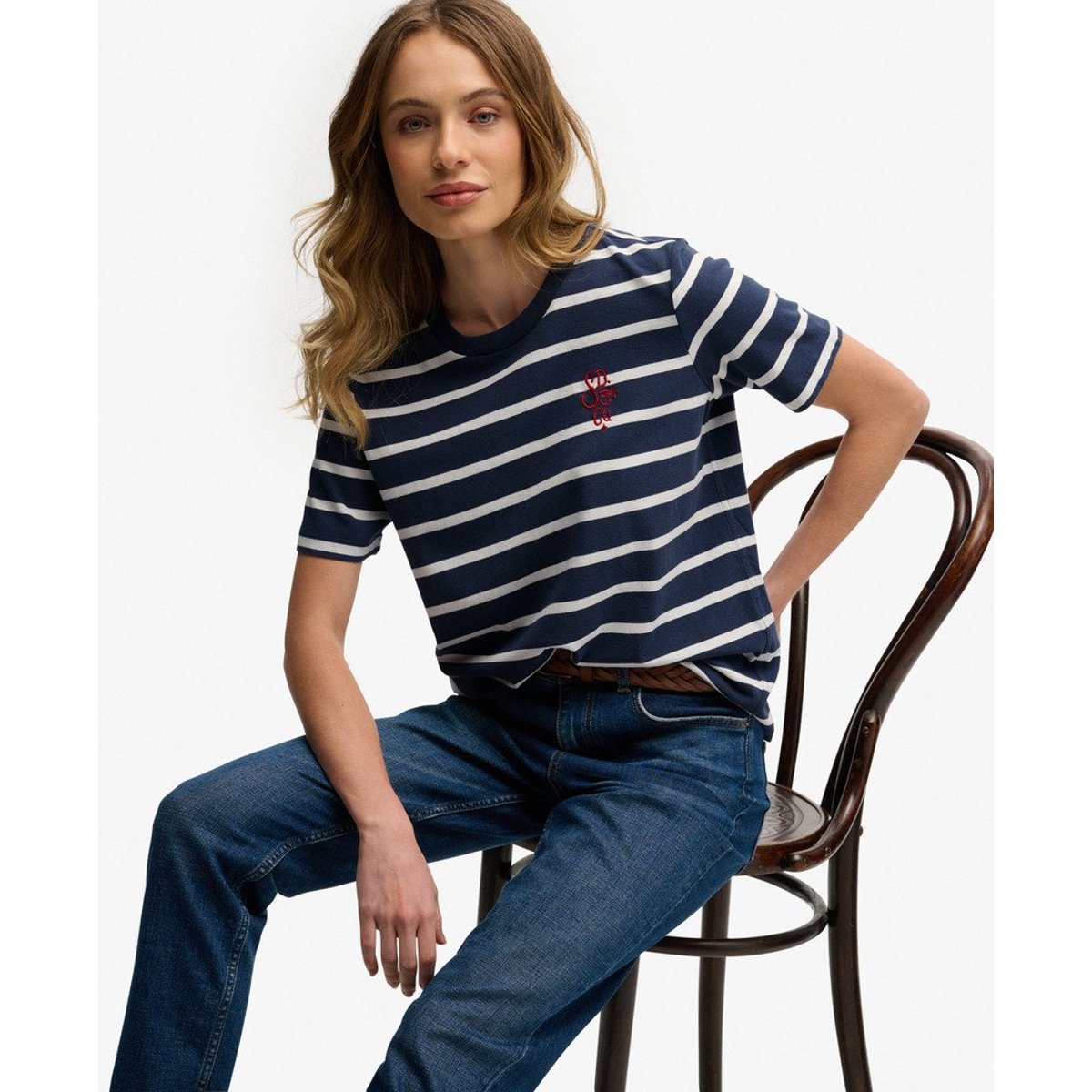 T-shirt Heritage Hamptons à Rayures bleu marine rayé, SUPERDRY
