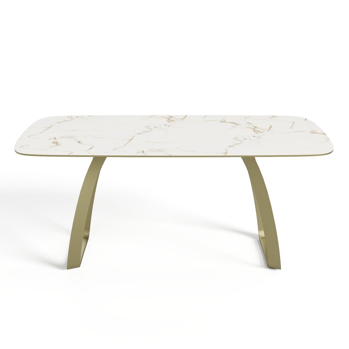 Table à manger extensible en céramique DAHLIA carrara blanc et doré, SIA HOME