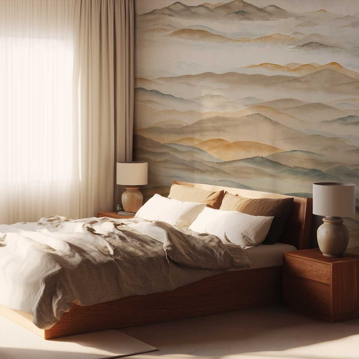 Papier peint Cimes Sienne beige, HEXOA