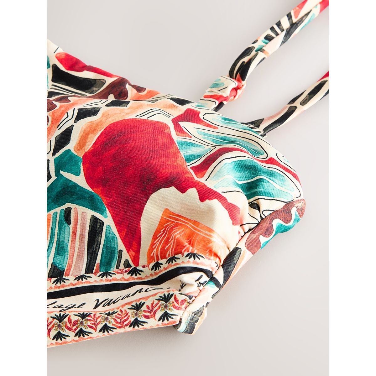 Haut de bikini bandeau avec ourlet mouchoir rouge rouille abstrait, NEXT