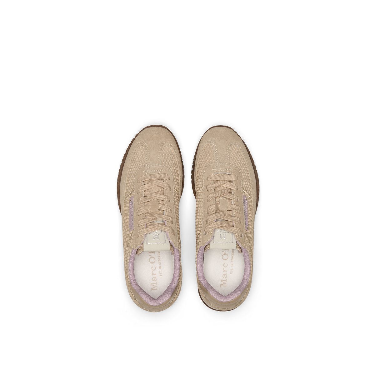 Baskets Modèle Gustafina en cuir et polyester beige, MARC O'POLO