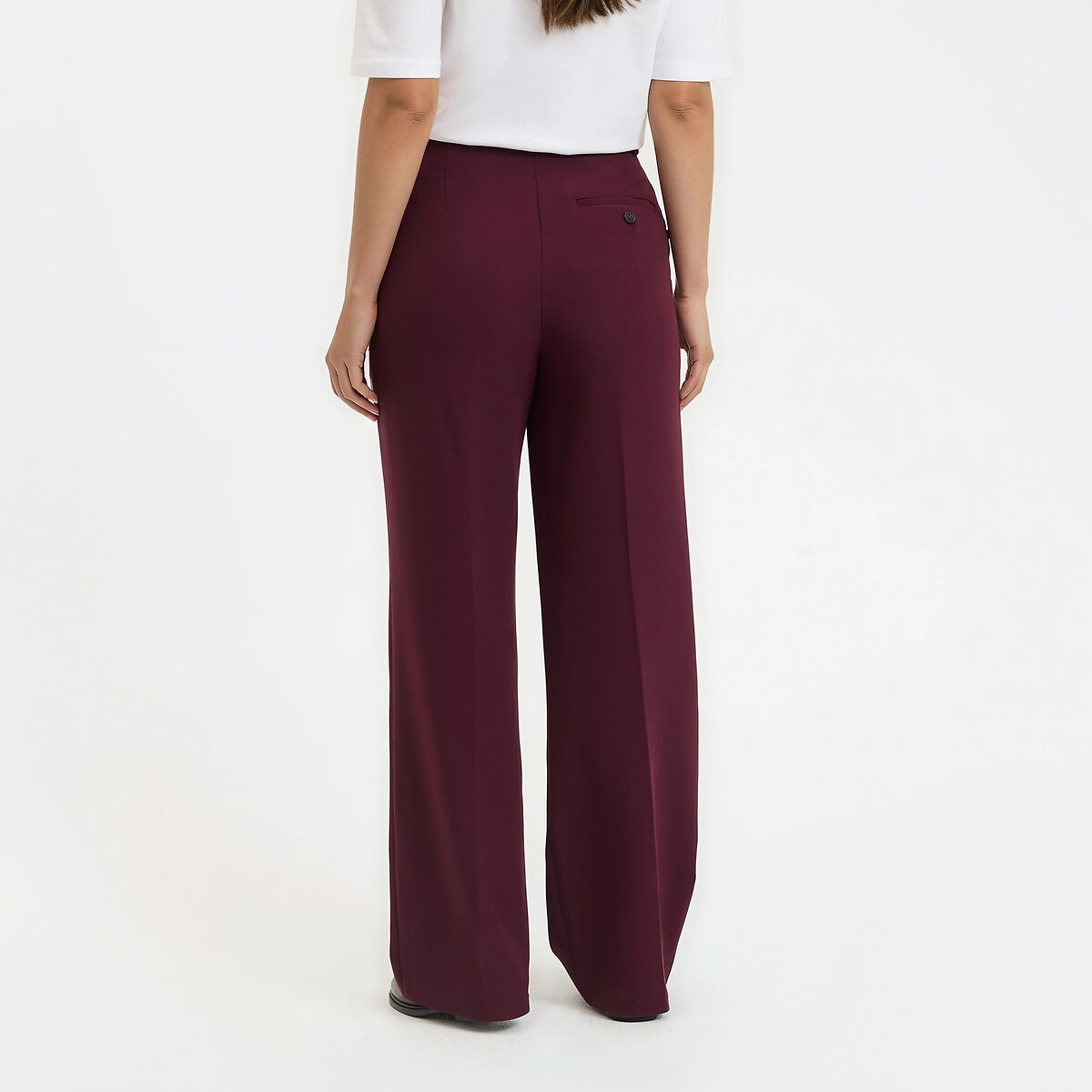 Pantaloni larghi in poliviscosa stretch viola prugna, LA REDOUTE COLLECTIONS