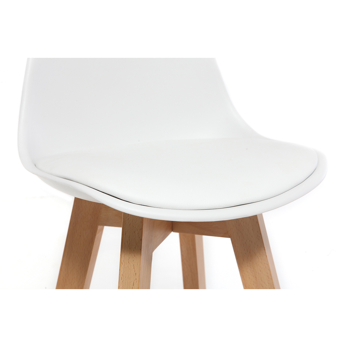 Tabourets de bar scandinaves blanc et bois 65 cm (lot de 2) MINI PAULINE blanc, MILIBOO