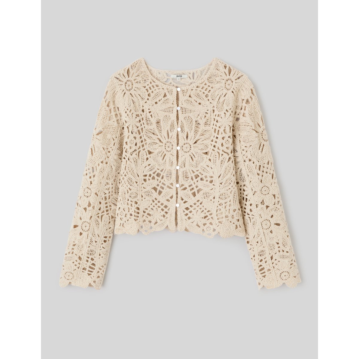 Veste crochet ajouré blanc écru, BZB