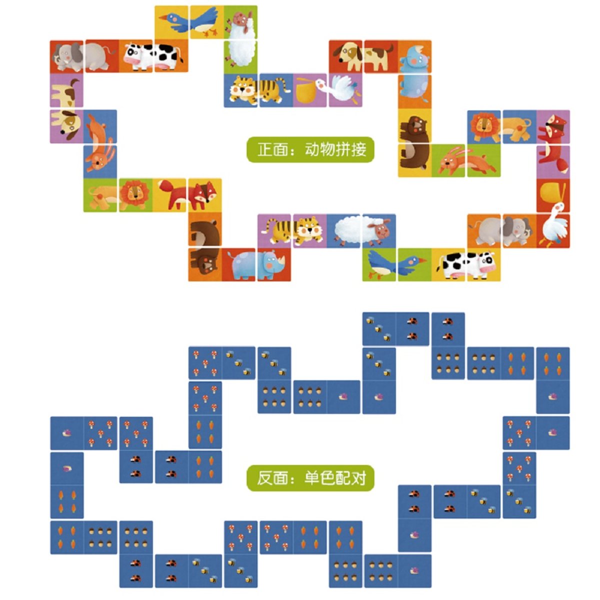 Dominos réversibles animaux orange, MIDEER