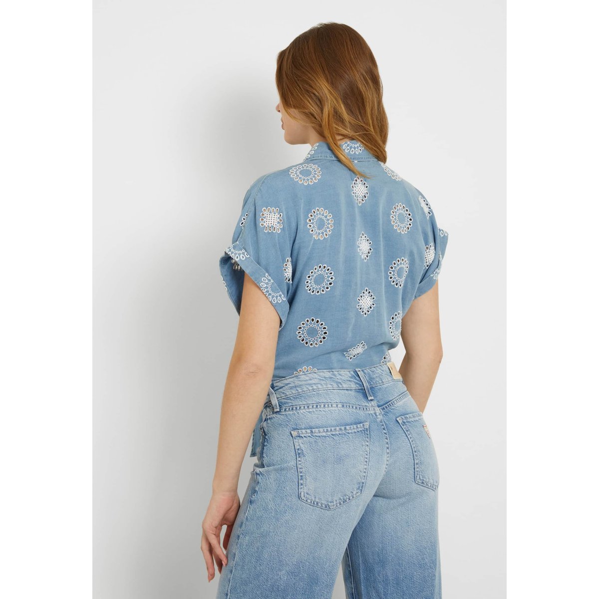 Chemise En Jean Brodée bleu, GUESS