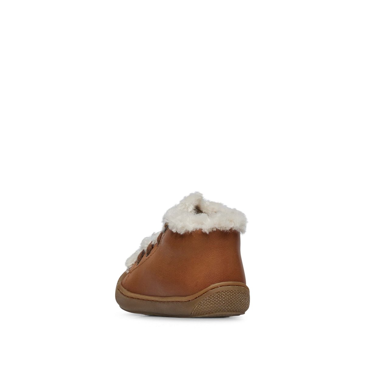 Chaussures premiers pas en cuir et laine LALLIT marron, NATURINO