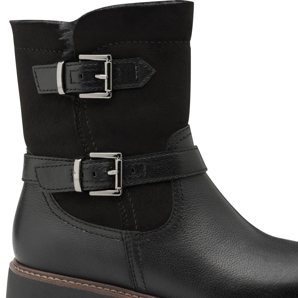 Bottine en cuir noir, TAMARIS