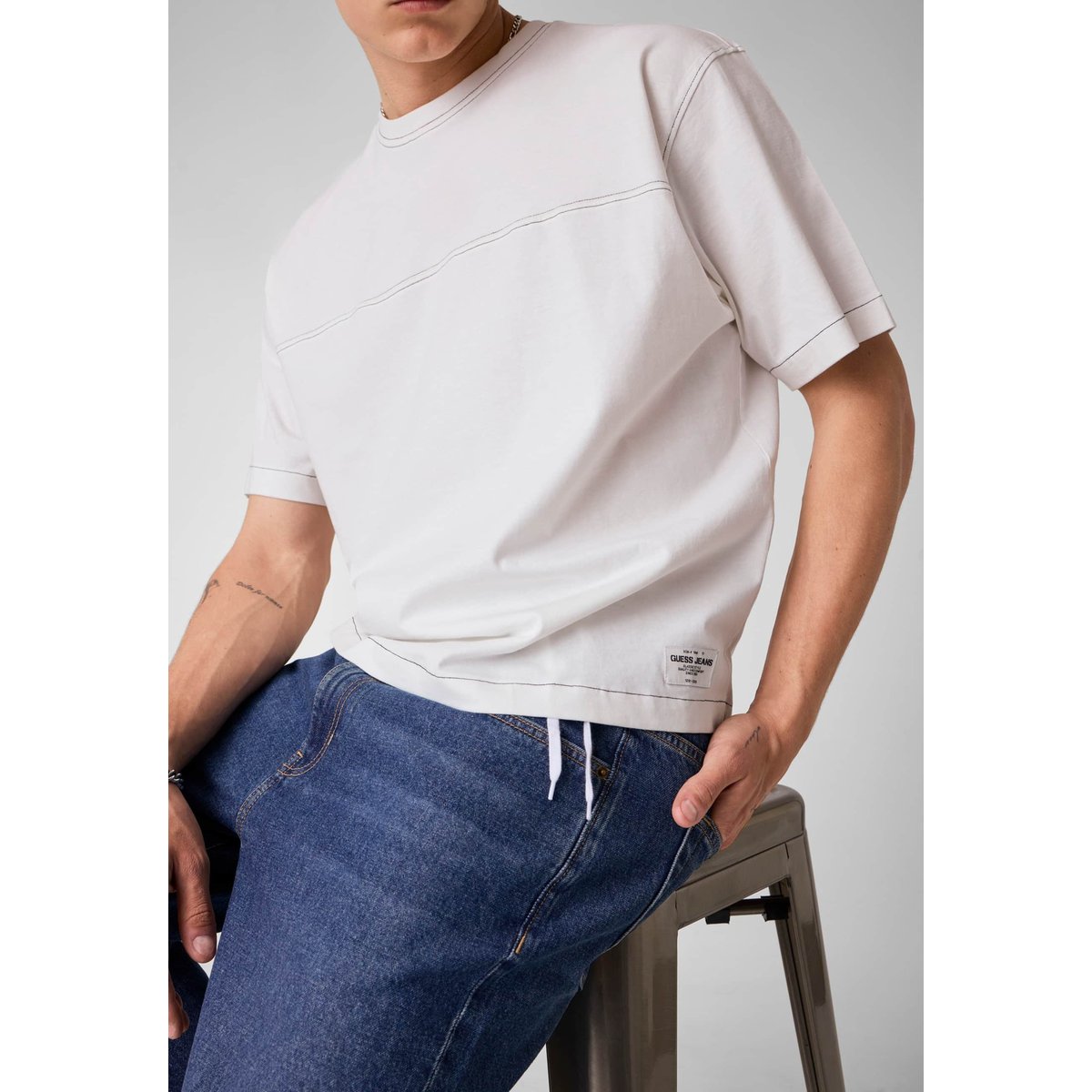Chemise Coupe Boxy blanc, GUESS