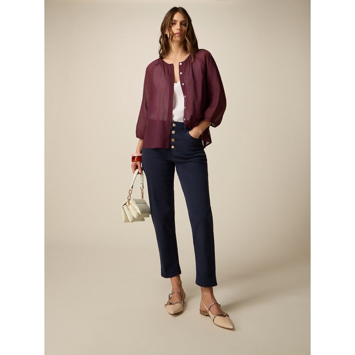 Pantalon boyslim bleu, OLTRE