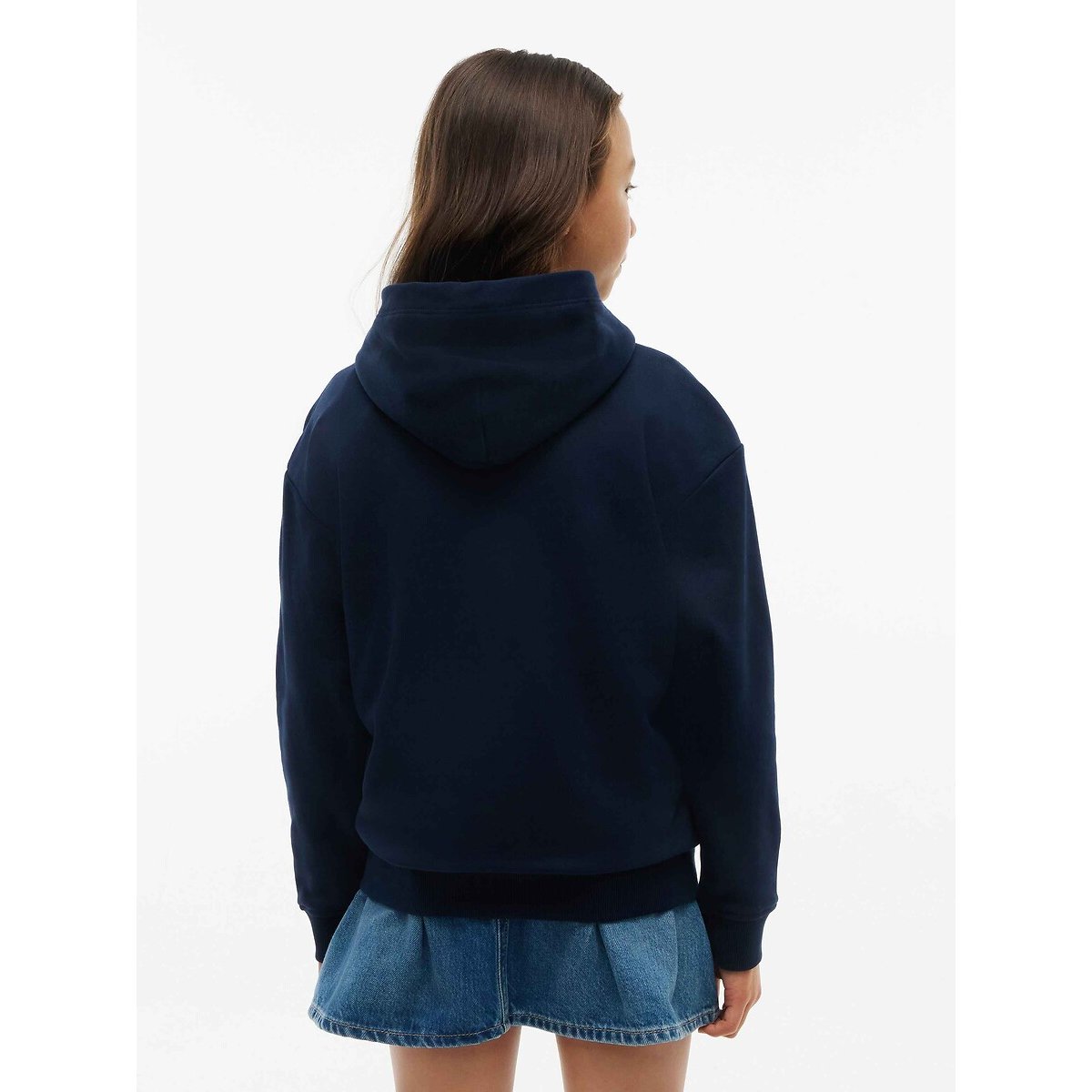 Felpa con cappuccio, logo ricamato blu marino, TOMMY HILFIGER