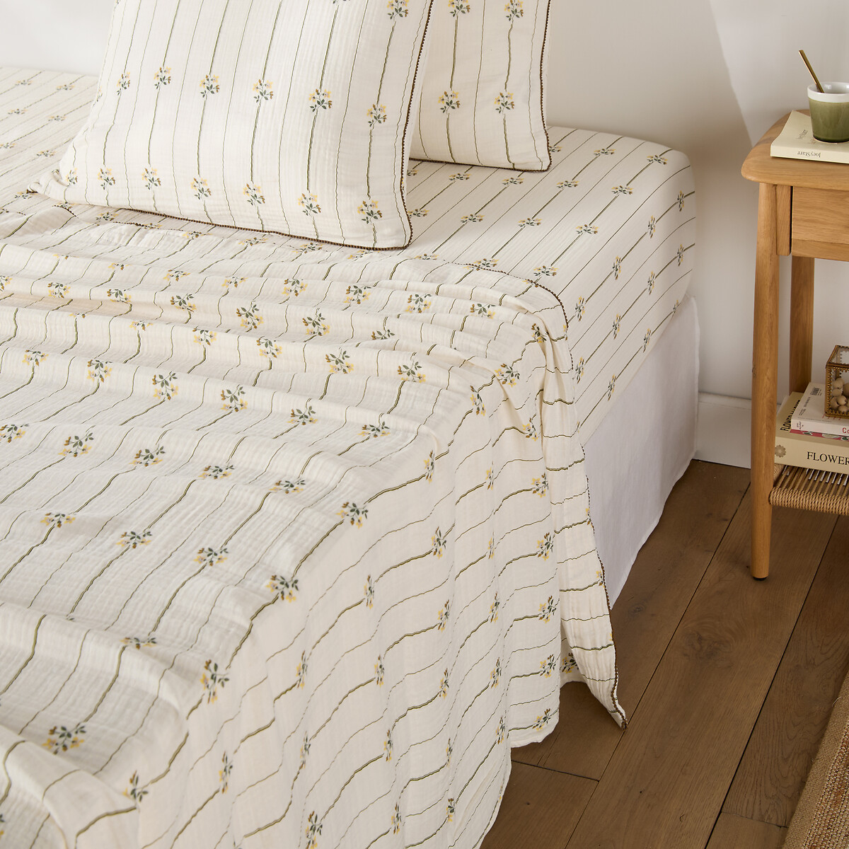 Drap plat en gaze de coton, imprimé fleurs, RISETTI imprimé, LA REDOUTE INTERIEURS