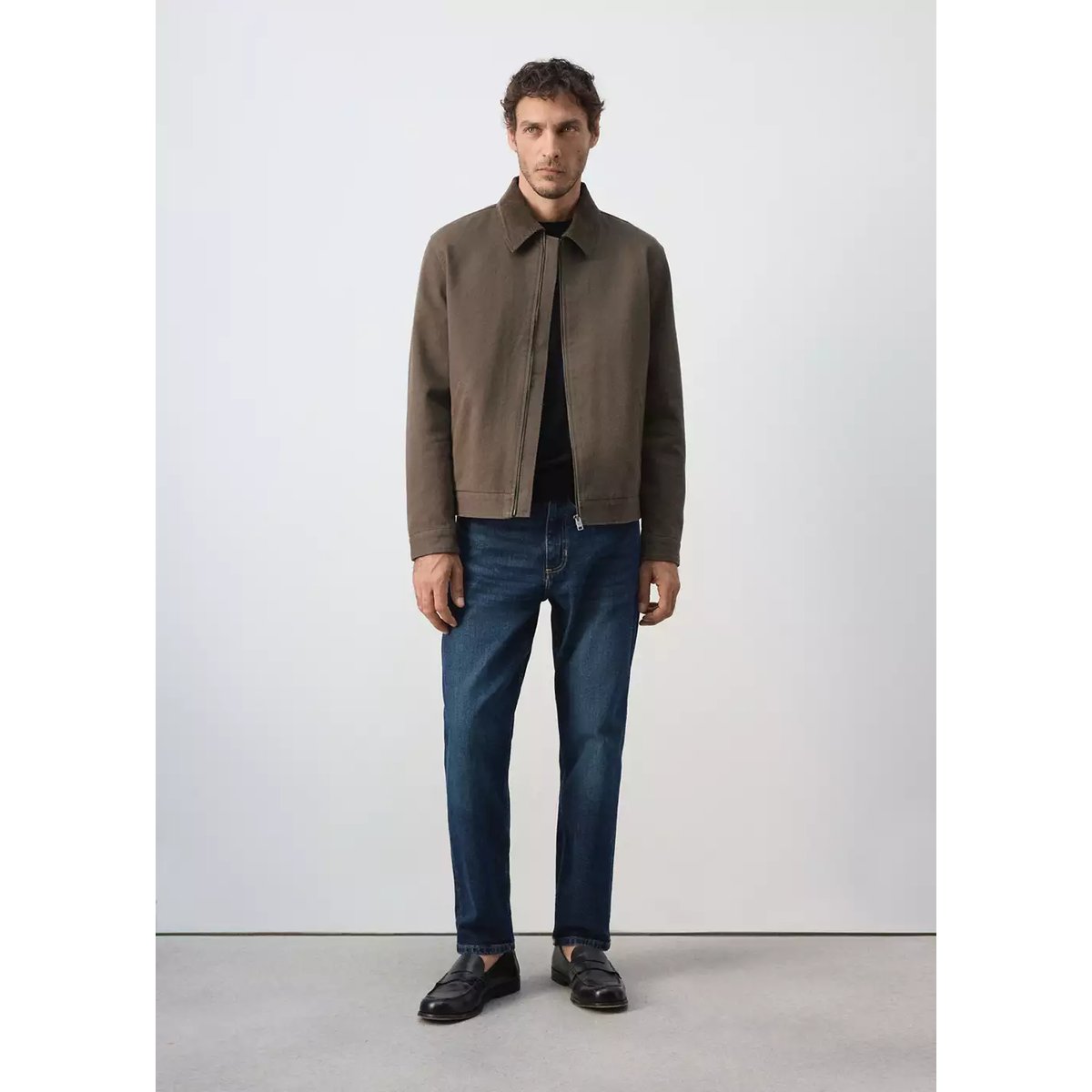 Veste en jean col velours côtelé marron, MANGO MAN