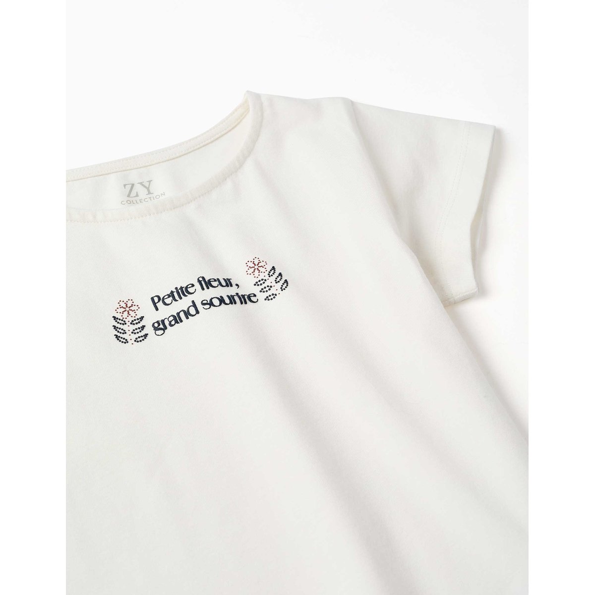 T-shirt en coton avec imprimé et ourlet à volants blanc, ZIPPY